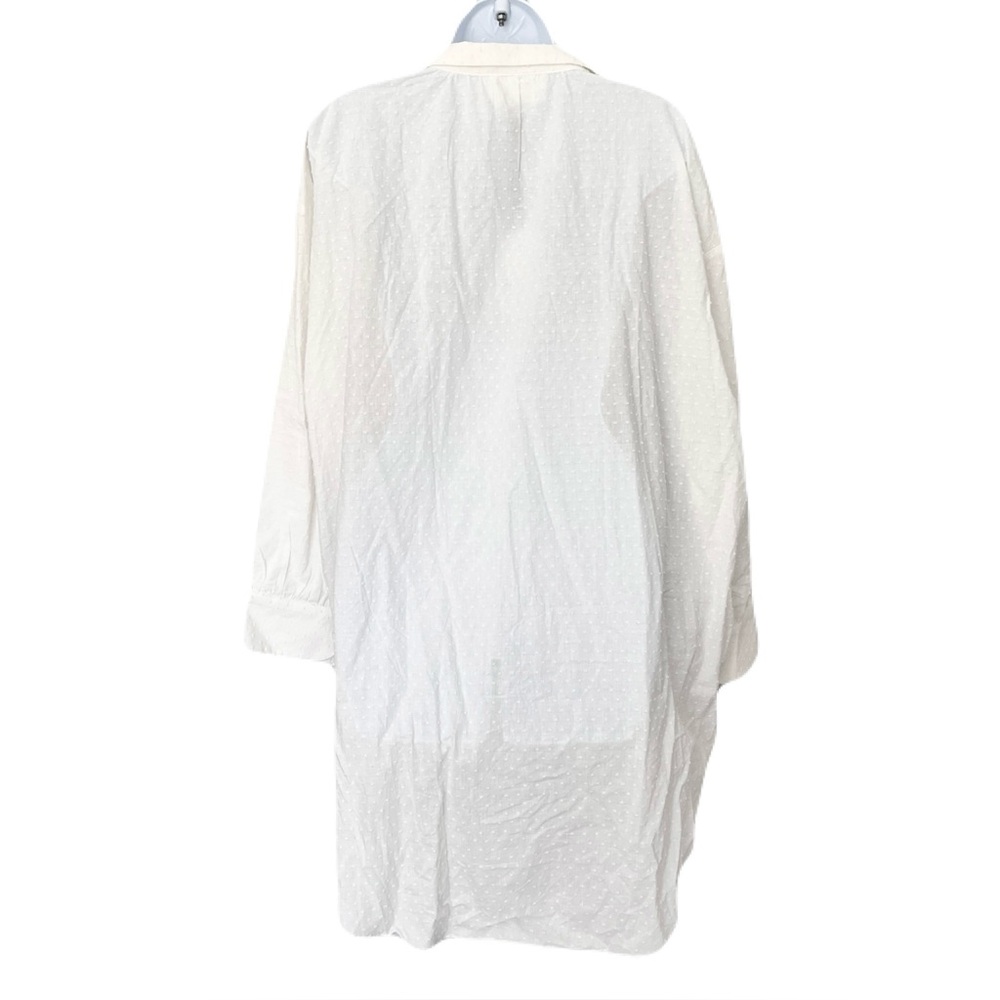 NWT Pomander Place White Swiss Dot Oversized Shirt Dress Beach Cover Up, Size XL - Picture 3 of 5